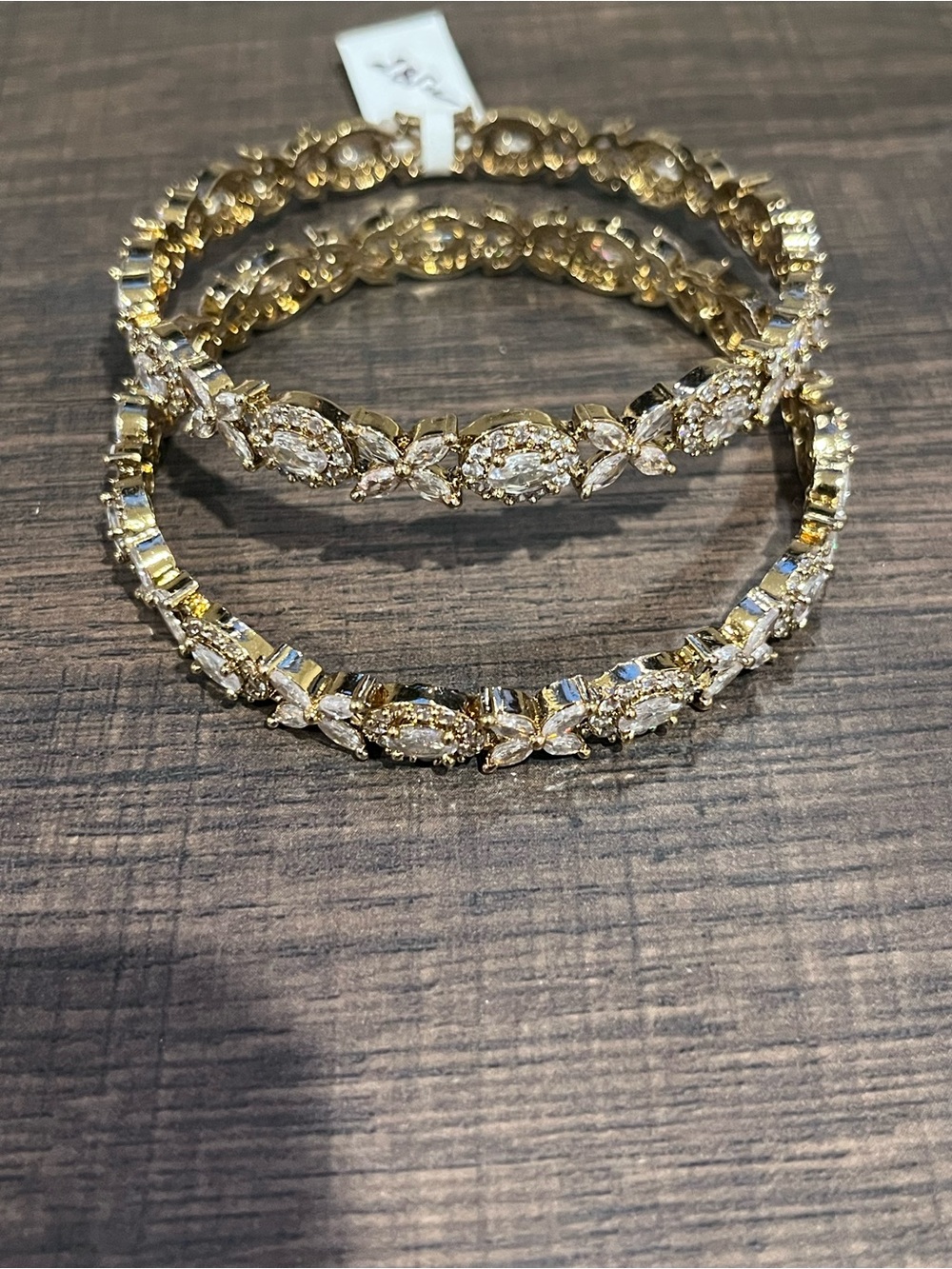 Gold Crystal Floral Bangle Set rhinestone CV lot Indian - Picture 2 of 4